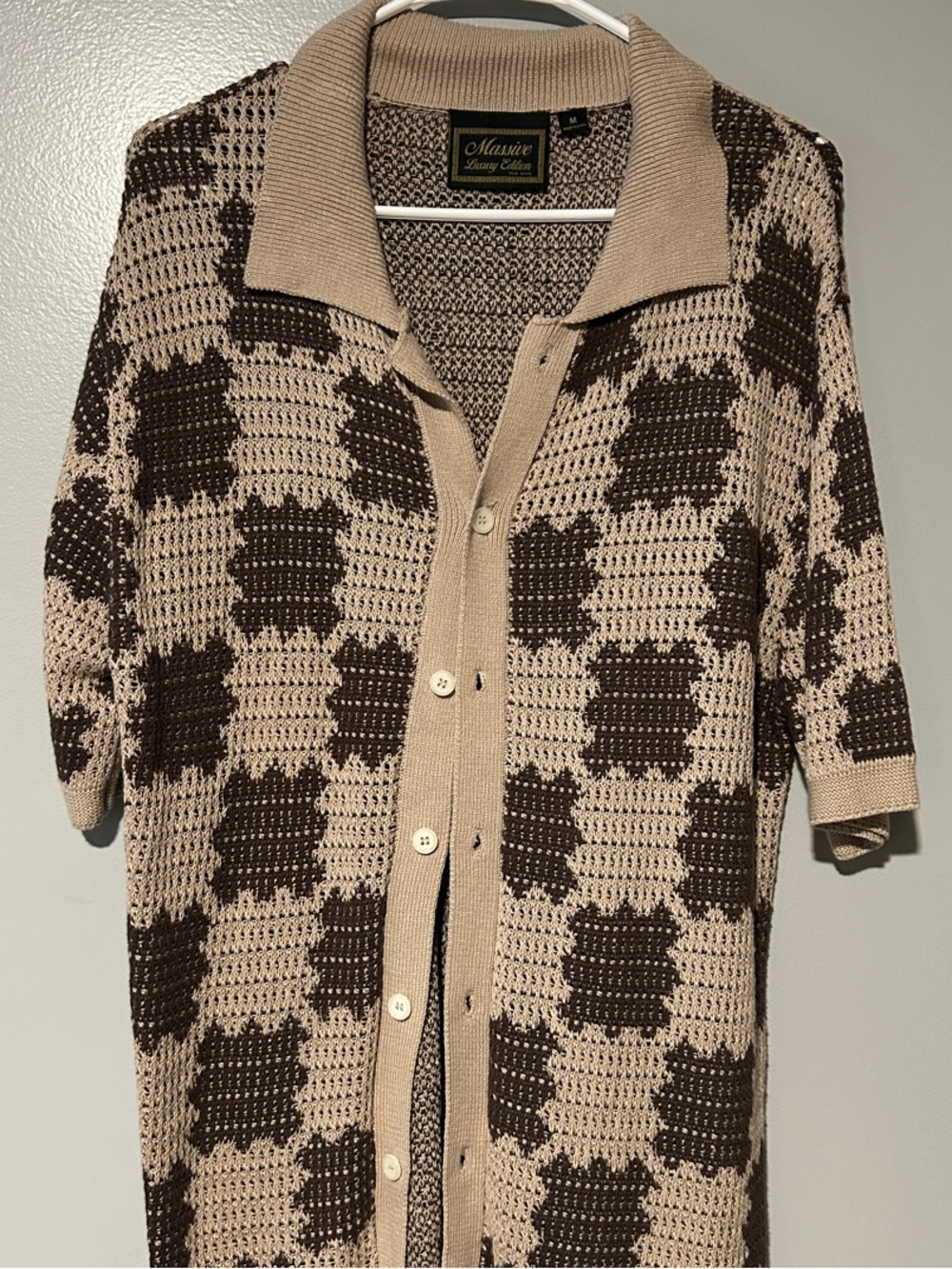 Massive Luxury Edition Men’s Beige & Brown Knit Shirt
